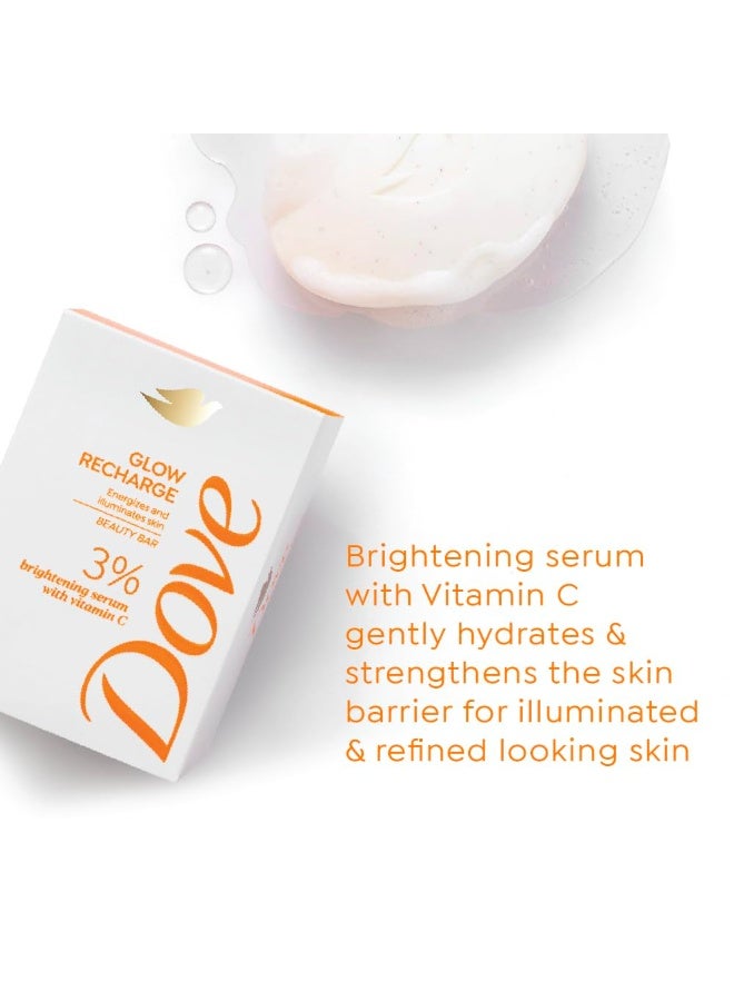 Dove Glow Recharge Serum Beauty Bar | 3% Brightening serum + Vit C | Energizes & Illuminates skin | Paraben & SLS free | 375g (125g x 3) - Image 4